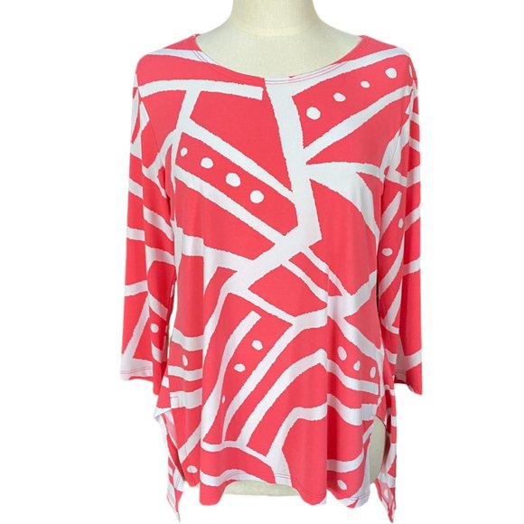 NWT Clara Sun Woo Abstract Stripes + Dots Tunic Parachute Hem Resortwear Top-M - Picture 6 of 14